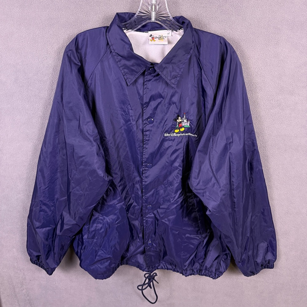 VTG Walt Disney World Coaches Jacket Mens Large Purple Mickey Mouse Windbreaker